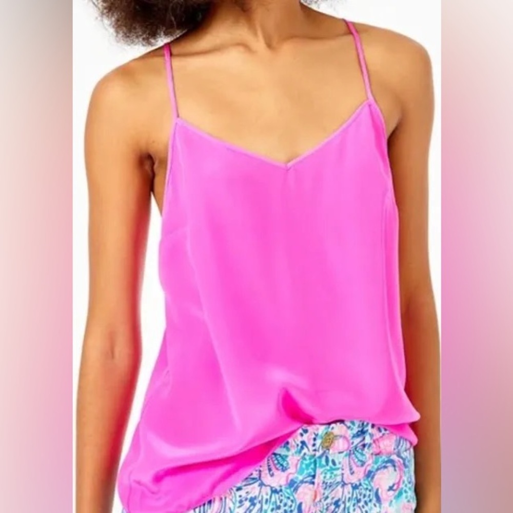Lilly Pulitzer Dusk Tank Pink Camisole V-Neck Racerback Top Size Small S